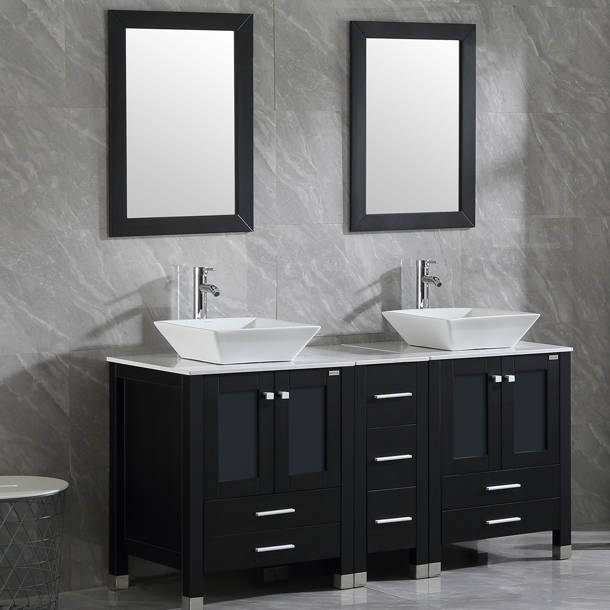 Latitude Run® Roode 60" Double Bathroom Vanity Set with Mirror